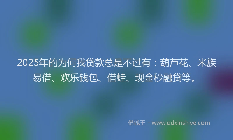 2025年的为何我贷款总是不过有：葫芦花、米族易借、欢乐钱包、借蛙、现金秒融贷等。