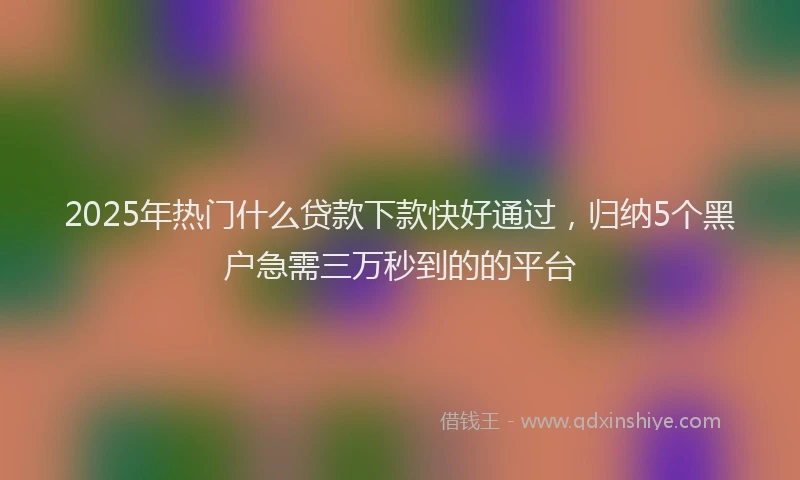 2025年热门什么贷款下款快好通过，归纳5个黑户急需三万秒到的的平台