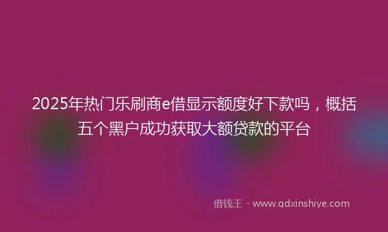 2025年热门乐刷商e借显示额度好下款吗，概括五个黑户成功获取大额贷款的平台