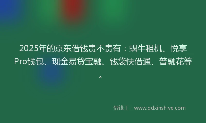 2025年的京东借钱贵不贵有：蜗牛租机、悦享Pro钱包、现金易贷宝融、钱袋快借通、普融花等。