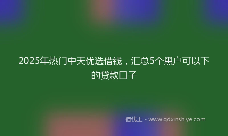 2025年热门中天优选借钱,汇总5个黑户可以下的贷款口子