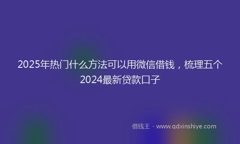 2025年热门什么方法可以用微信借钱，梳理五个2024最新贷款口子
