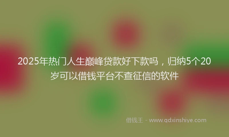 2025年热门人生巅峰贷款好下款吗，归纳5个20岁可以借钱平台不查征信的软件