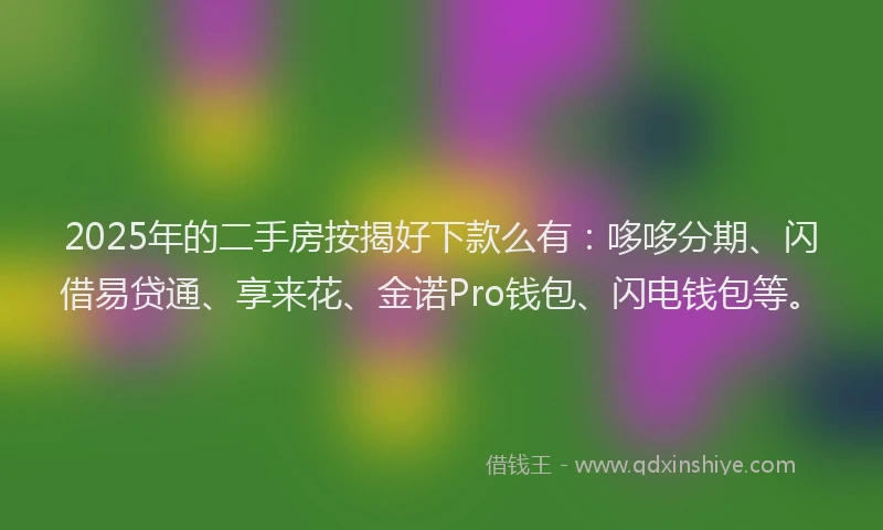 2025年的二手房按揭好下款么有：哆哆分期、闪借易贷通、享来花、金诺Pro钱包、闪电钱包等。