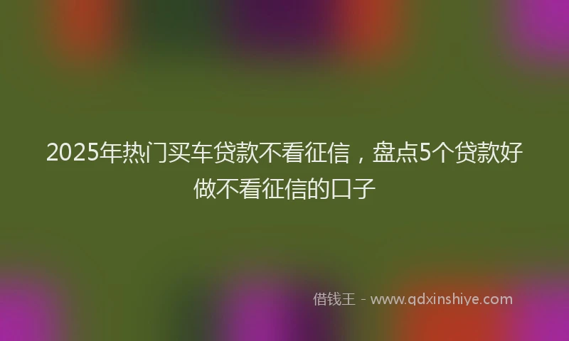 2025年热门买车贷款不看征信，盘点5个贷款好做不看征信的口子