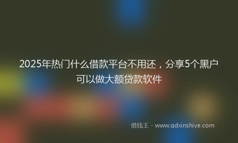2025年热门什么借款平台不用还，分享5个黑户可以做大额贷款软件