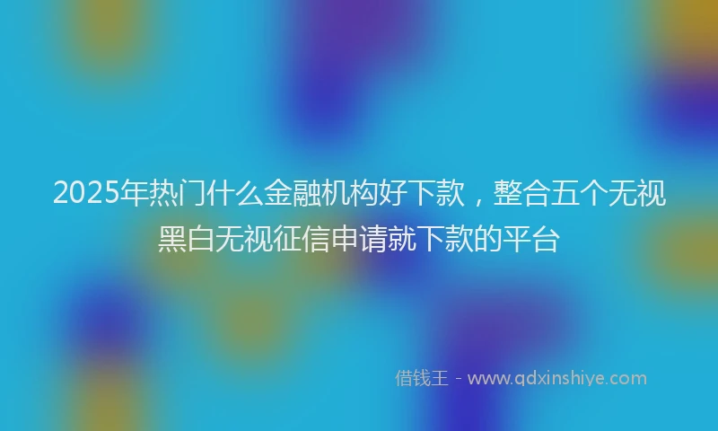 2025年热门什么金融机构好下款，整合五个无视黑白无视征信申请就下款的平台