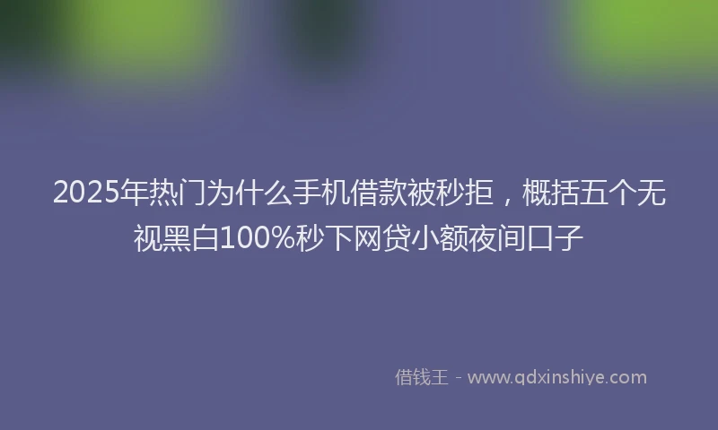 2025年热门为什么手机借款被秒拒，概括五个无视黑白100%秒下网贷小额夜间口子