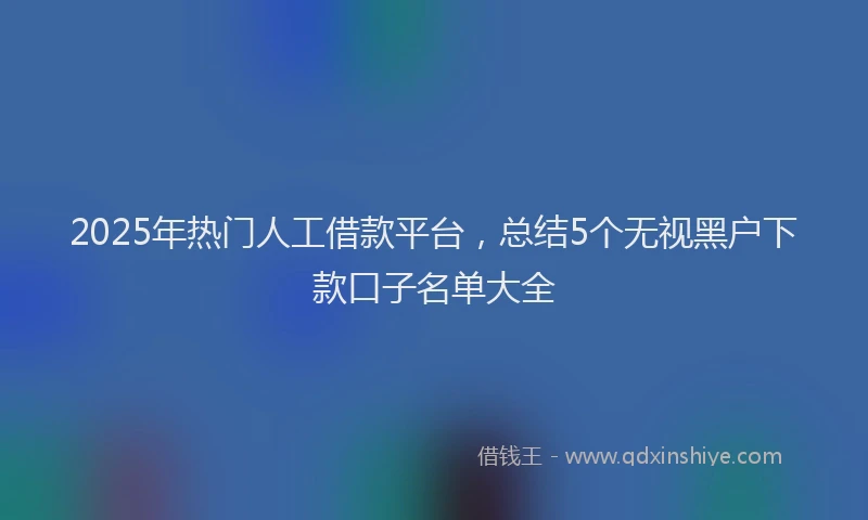 2025年热门人工借款平台，总结5个无视黑户下款口子名单大全