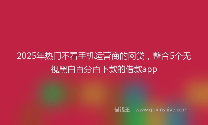 2025年热门不看手机运营商的网贷，整合5个无视黑白百分百下款的借款app