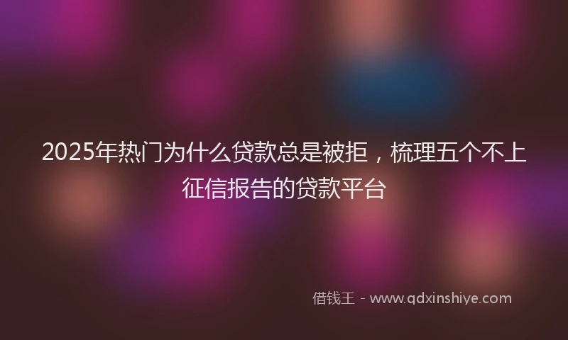 2025年热门为什么贷款总是被拒，梳理五个不上征信报告的贷款平台