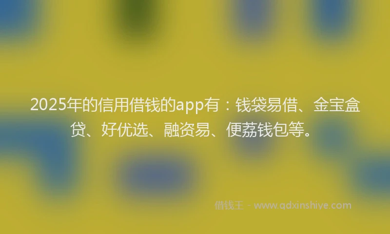 2025年的信用借钱的app有：钱袋易借、金宝盒贷、好优选、融资易、便荔钱包等。