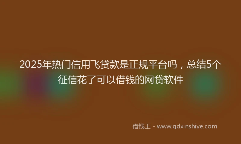 2025年热门信用飞贷款是正规平台吗，总结5个征信花了可以借钱的网贷软件