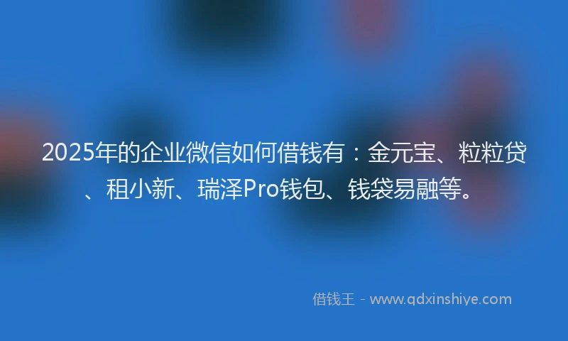 2025年的企业微信如何借钱有：金元宝、粒粒贷、租小新、瑞泽Pro钱包、钱袋易融等。