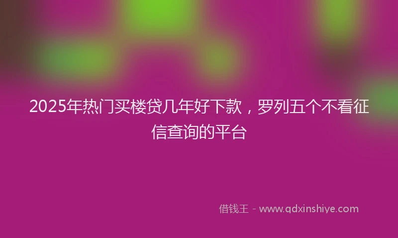 2025年热门买楼贷几年好下款，罗列五个不看征信查询的平台