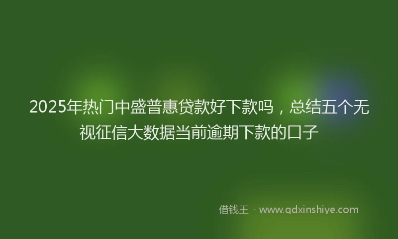 2025年热门中盛普惠贷款好下款吗，总结五个无视征信大数据当前逾期下款的口子