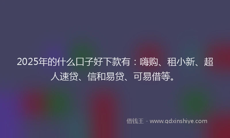 2025年的什么口子好下款有：嗨购、租小新、超人速贷、信和易贷、可易借等。