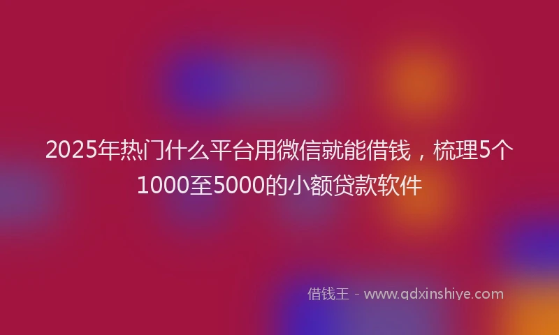 2025年热门什么平台用微信就能借钱，梳理5个1000至5000的小额贷款软件