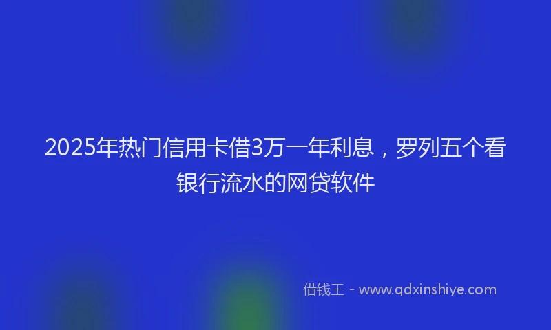 2025年热门信用卡借3万一年利息，罗列五个看银行流水的网贷软件