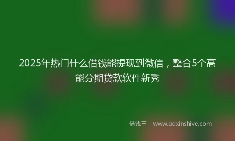 2025年热门什么借钱能提现到微信，整合5个高能分期贷款软件新秀