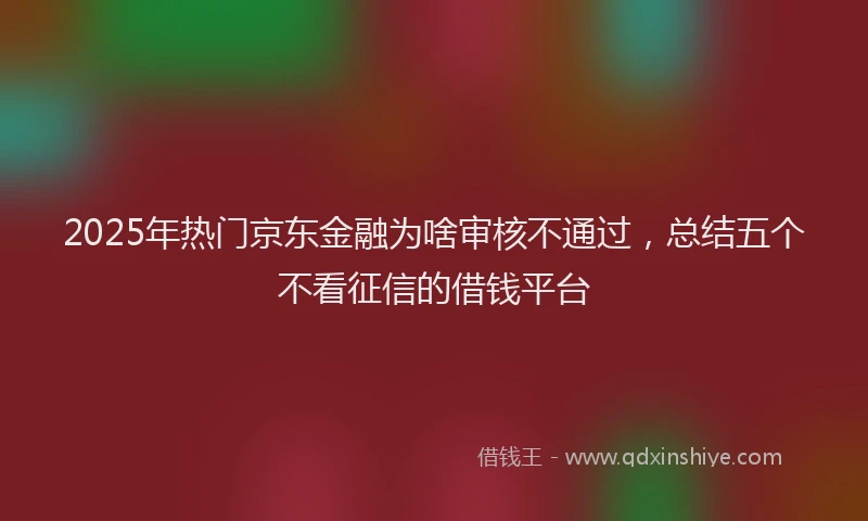 2025年热门京东金融为啥审核不通过，总结五个不看征信的借钱平台