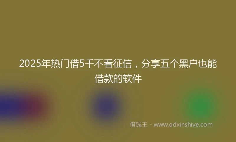 2025年热门借5千不看征信，分享五个黑户也能借款的软件
