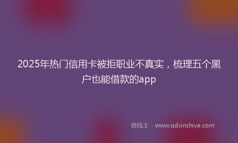 2025年热门信用卡被拒职业不真实，梳理五个黑户也能借款的app