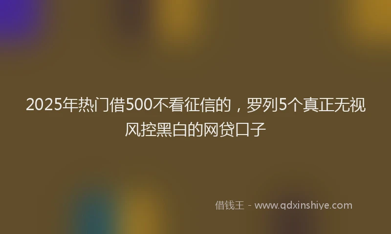 2025年热门借500不看征信的，罗列5个真正无视风控黑白的网贷口子