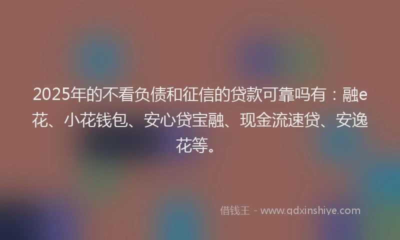 2025年的不看负债和征信的贷款可靠吗有：融e花、小花钱包、安心贷宝融、现金流速贷、安逸花等。