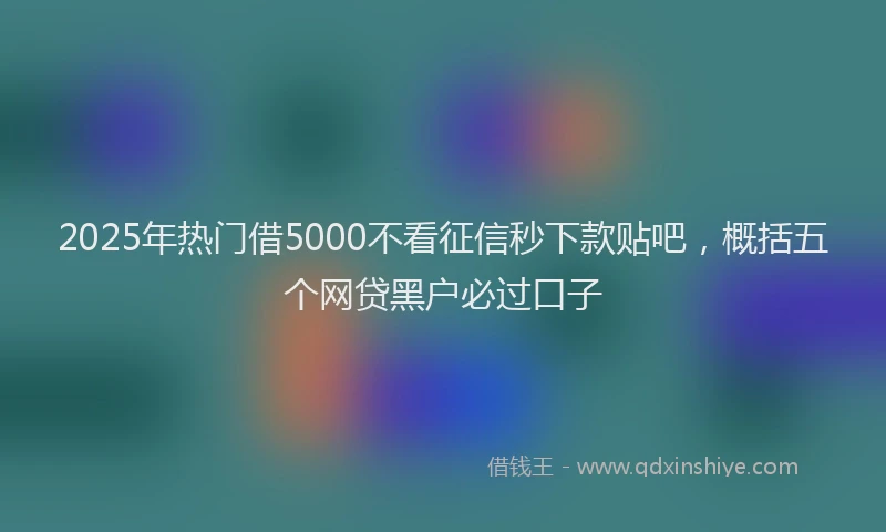2025年热门借5000不看征信秒下款贴吧，概括五个网贷黑户必过口子
