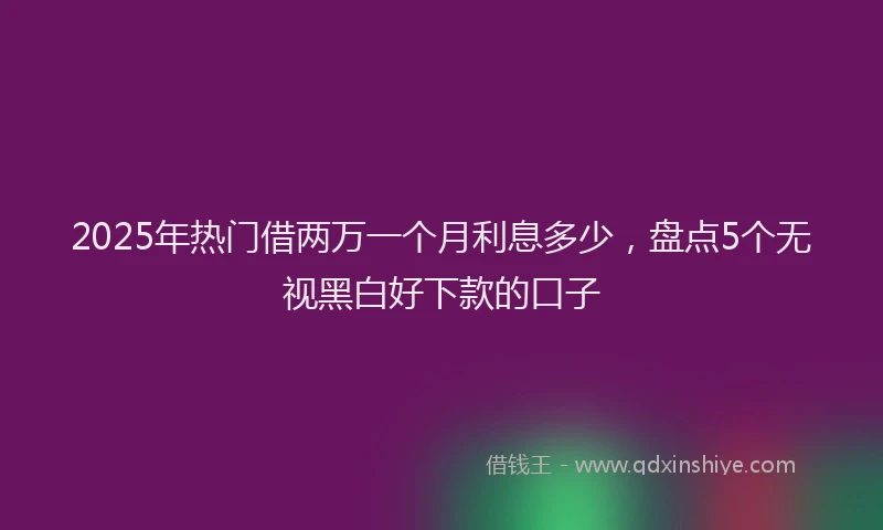 2025年热门借两万一个月利息多少，盘点5个无视黑白好下款的口子