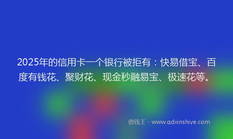 2025年的信用卡一个银行被拒有：快易借宝、百度有钱花、聚财花、现金秒融易宝、极速花等。