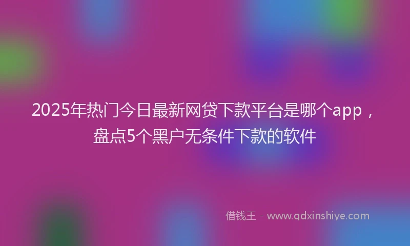 2025年热门今日最新网贷下款平台是哪个app，盘点5个黑户无条件下款的软件