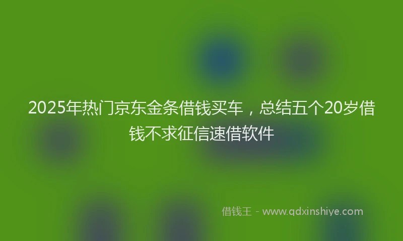 2025年热门京东金条借钱买车，总结五个20岁借钱不求征信速借软件