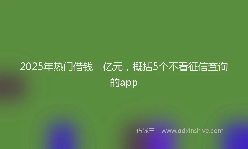 2025年热门借钱一亿元，概括5个不看征信查询的app