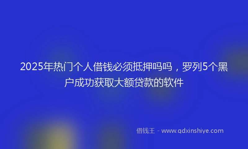 2025年热门个人借钱必须抵押吗吗，罗列5个黑户成功获取大额贷款的软件