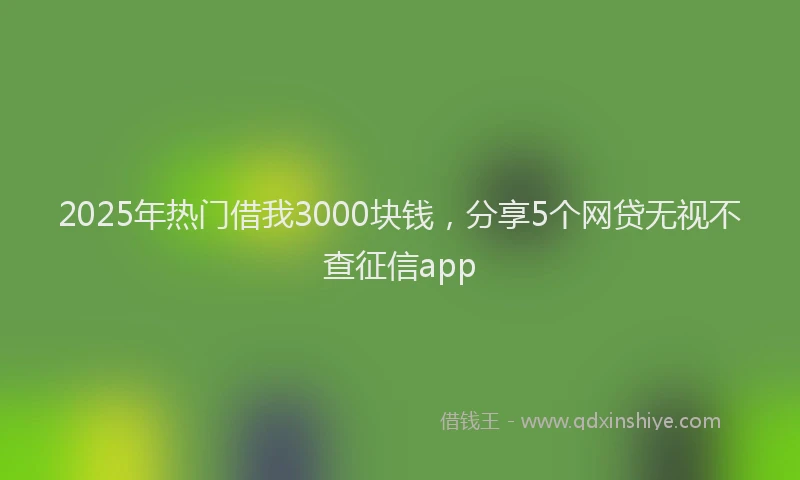 2025年热门借我3000块钱，分享5个网贷无视不查征信app