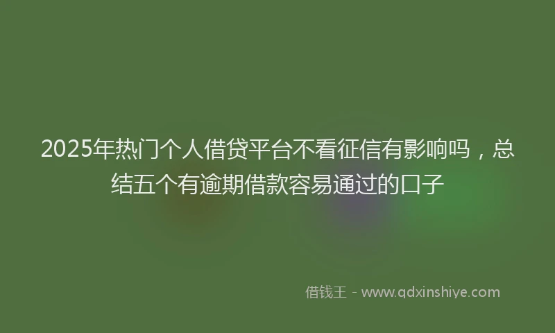 2025年热门个人借贷平台不看征信有影响吗，总结五个有逾期借款容易通过的口子