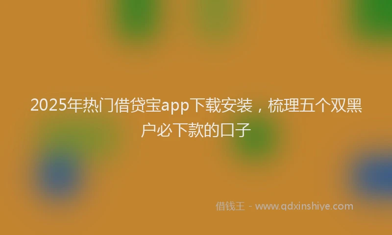 2025年热门借贷宝app下载安装，梳理五个双黑户必下款的口子
