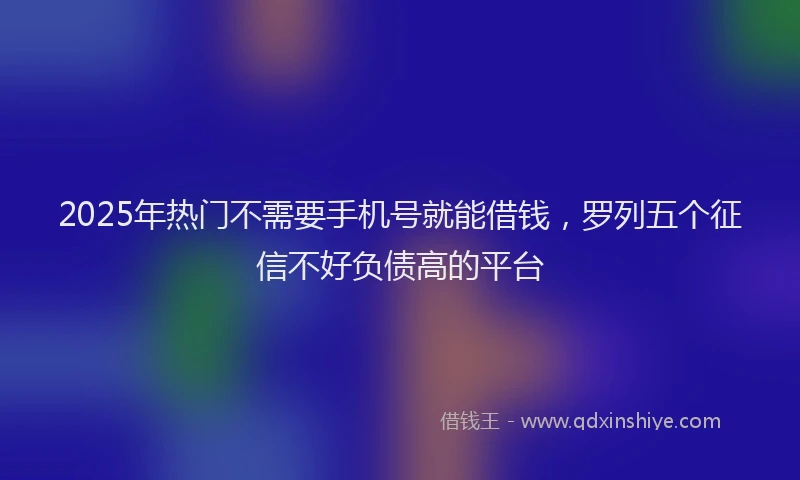 2025年热门不需要手机号就能借钱，罗列五个征信不好负债高的平台