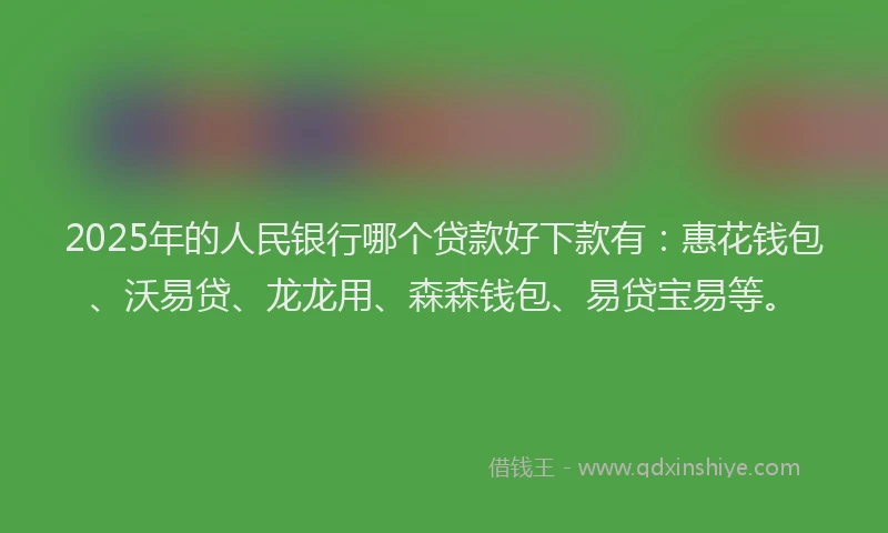 2025年的人民银行哪个贷款好下款有：惠花钱包、沃易贷、龙龙用、森森钱包、易贷宝易等。