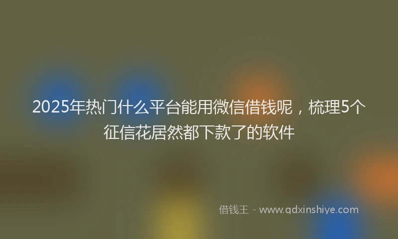 2025年热门什么平台能用微信借钱呢，梳理5个征信花居然都下款了的软件