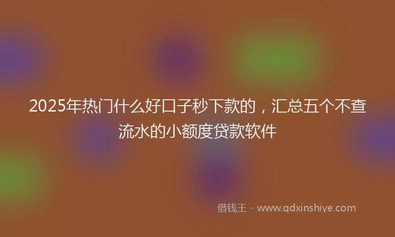 2025年热门什么好口子秒下款的，汇总五个不查流水的小额度贷款软件
