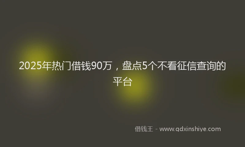2025年热门借钱90万，盘点5个不看征信查询的平台