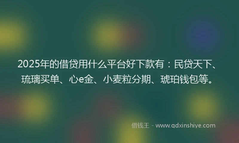 2025年的借贷用什么平台好下款有：民贷天下、琉璃买单、心e金、小麦粒分期、琥珀钱包等。