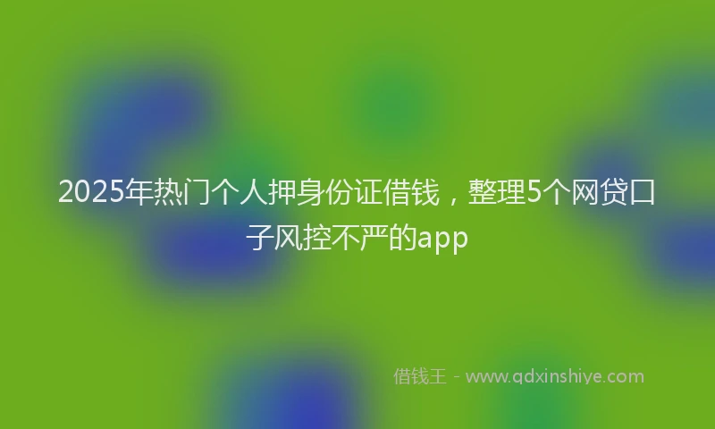 2025年热门个人押身份证借钱,整理5个网贷口子风控不严的app