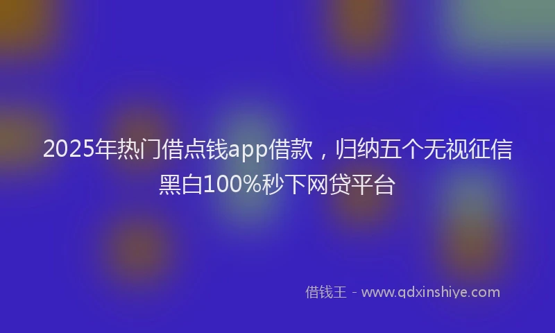 2025年热门借点钱app借款，归纳五个无视征信黑白100%秒下网贷平台