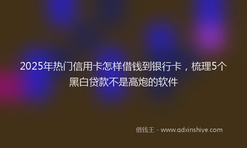 2025年热门信用卡怎样借钱到银行卡，梳理5个黑白贷款不是高炮的软件