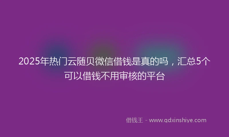 2025年热门云随贝微信借钱是真的吗，汇总5个可以借钱不用审核的平台