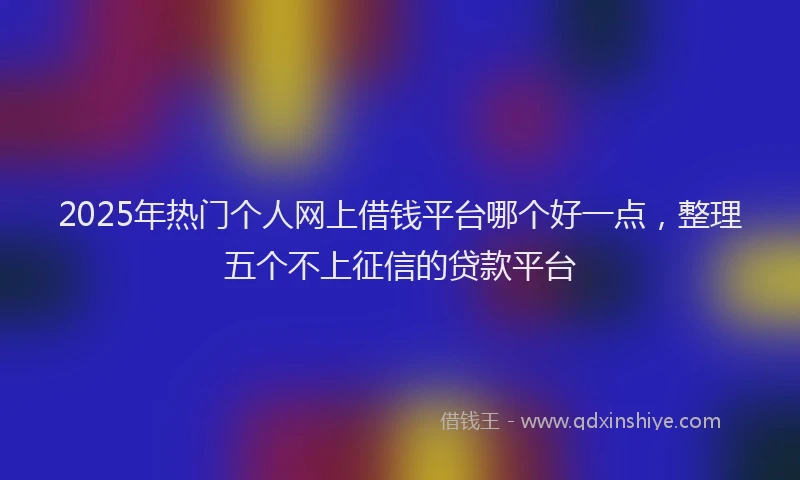 2025年热门个人网上借钱平台哪个好一点，整理五个不上征信的贷款平台